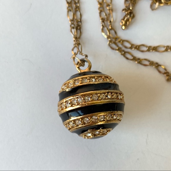 Extra Long Pave Set Rhinestone & Enamel Necklace - Picture 3 of 7